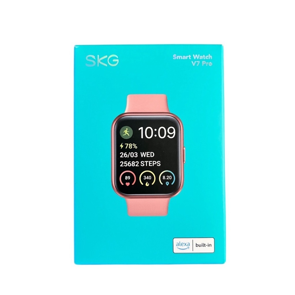 NIB SKG Pink Smart Watch V7 Pro Alexa Built-In Fitness Tracker IP68
